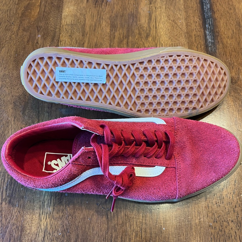 Vans Old Skool Red Suede Gum Sole Skate Shoes Mens 9 Classic Low Top New NWOT - Picture 10 of 10